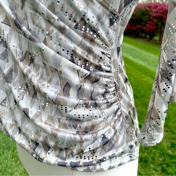 MSK V Neck Foil Knit Faux Wrap top size small - Picture 14 of 16